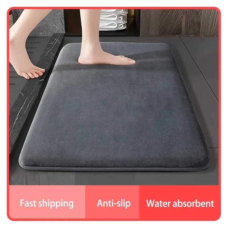 Absorbent Coral Velvet Bathroom Mat – Non-Slip Anti-Skid Floor Mat for Bathroom & Home