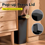 Bathroom Trash Can 10L – Small Plastic Garbage Bin with Press Lid for Toilet, Bedroom & Living Room