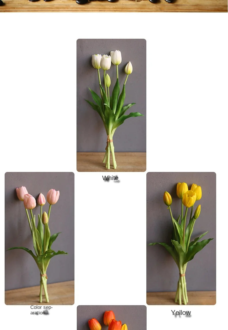 40cm Five-Headed Artificial Tulip Bouquet – Nordic Style