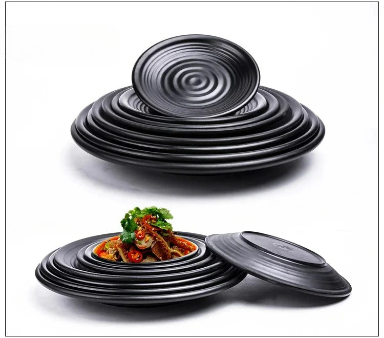 CERAMICS Round Plastic Plate – Solid Color Durable Tableware
