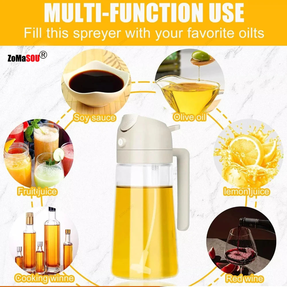 2-in-1 Oil Sprayer & Pourer – Refillable Kitchen Oil Dispenser Bottle