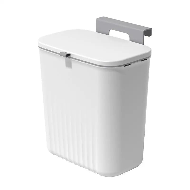 9L Wall-Mounted Trash Can with Lid, Kitchen & Bathroom Hanging Storage Bin, Smart Cabinet Garbage Holder