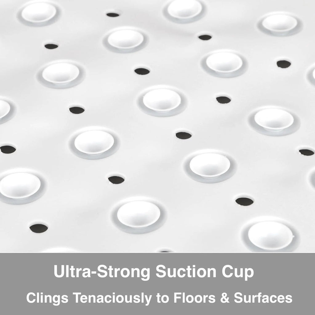 Non-Slip Corner Shower Mat 54x54cm – Rubber Suction Cup Bath Mat with Drain Holes & Massage Foot Surface