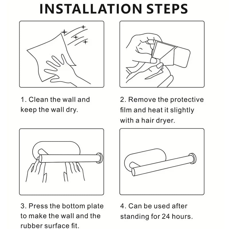 Punch-Free Adhesive Stainless Steel Paper Towel & Toilet Holder