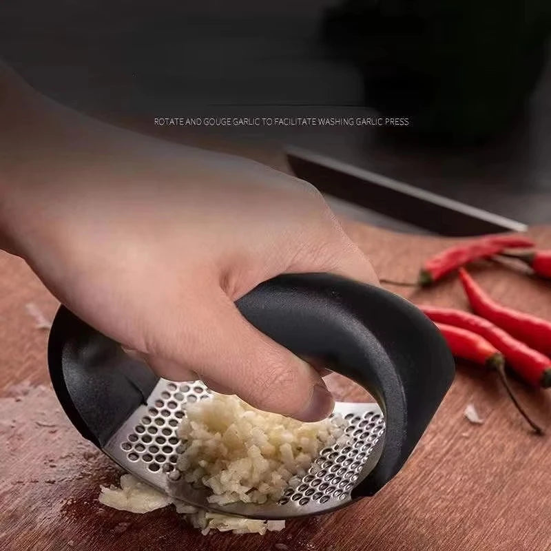 Stainless Steel Garlic Press – Handheld Garlic Crusher Tool