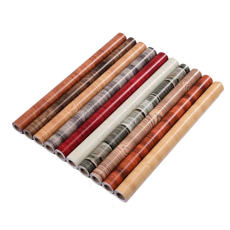 PVC Vinyl Wood Grain Wallpaper Self-Adhesive Waterproof 60cm Roll