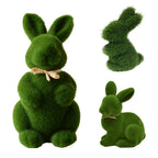 Artificial Moss Easter Bunny Figurine – Cute Foam Flocking Decoration