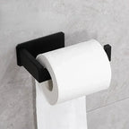 Self-Adhesive Stainless Steel Toilet Paper Holder Black Finish for Bathroom
