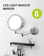 8 Inch Wall Mounted Makeup Mirror with USB Charging and 10X Magnification