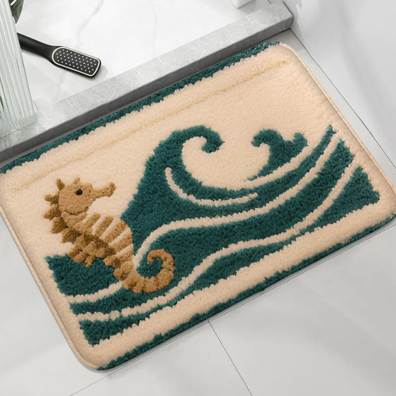 Cartoon Animal Bathroom Mat – Soft, Absorbent, Non-Slip Shower & Toilet Floor Rug for Kids