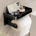 Wall-Mounted Toilet Paper Holder with Mobile Phone Shelf Bathroom & Kitchen Roll Rack