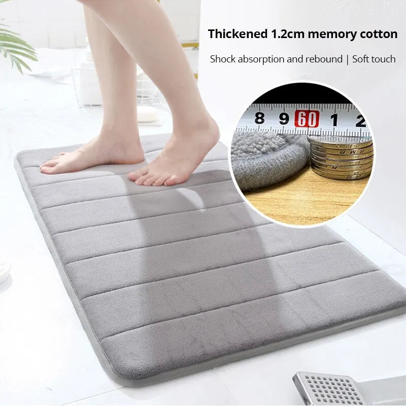 Memory Cotton Bathroom Mat 50x80cm Anti-Slip Absorbent Quick-Dry Soft Toilet Rug