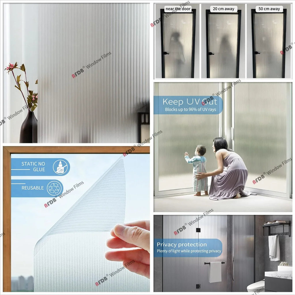 3D Matte Privacy Window Film Frosted Static Cling Glass Cover