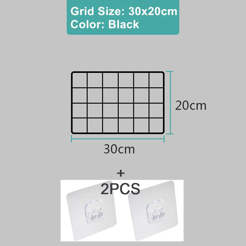 Metal Wall-Mounted Grid Shelf Organizer DIY Photo & Storage Rack