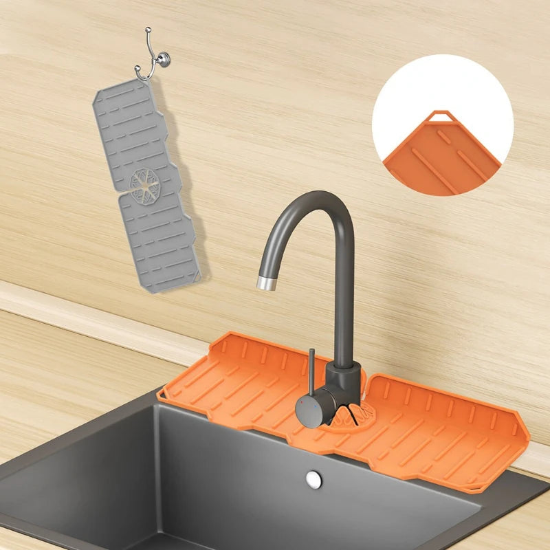 Silicone Kitchen Faucet Mat – Foldable Sink Drainer & Splash Protector