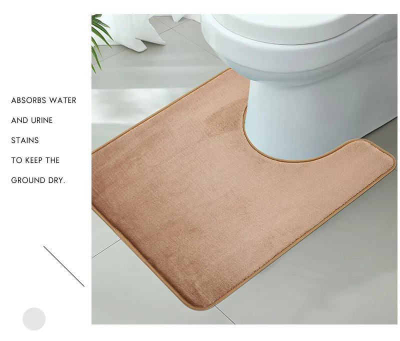 Three-Piece Bathroom Mat Set Non-Slip Microfiber Absorbent Floor Rugs Soft and Comfortable