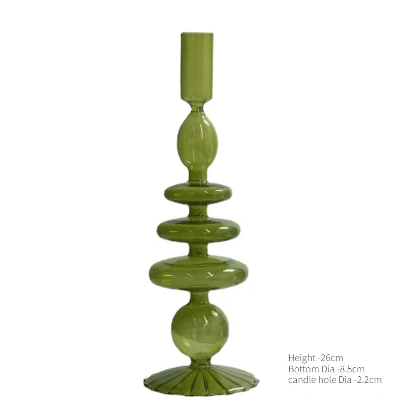 Handmade Nordic Glass Candlestick – Retro Candle Holder & Vase