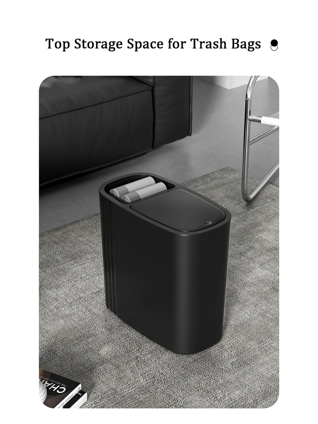Large Capacity Bathroom Trash Can with Lid – Odor-Sealing Plastic Waste Bin for Bathroom