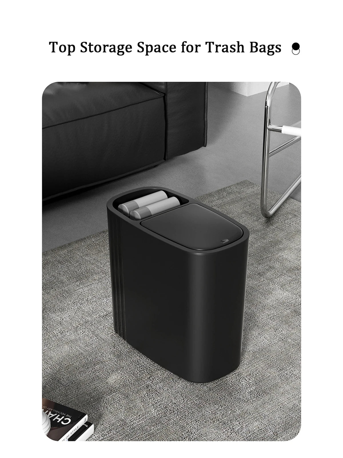 Large Capacity Bathroom Trash Can with Lid – Odor-Sealing Plastic Waste Bin for Bathroom