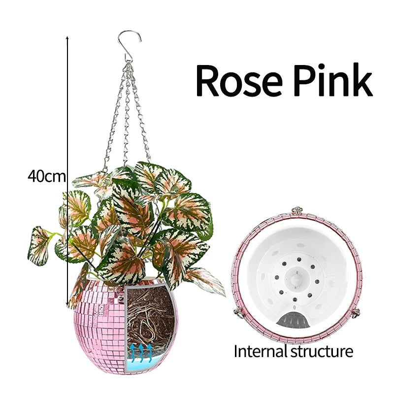 Disco Ball Self-Watering Hanging Planter Pot