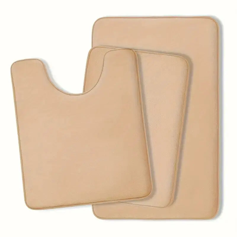Three-Piece Bathroom Mat Set Non-Slip Microfiber Absorbent Floor Rugs Soft and Comfortable