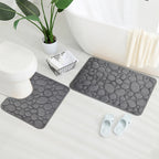 Embroidered Pebble Coral Velvet Bathroom Mat Set U-Shaped Absorbent Foot Rug Two-Piece