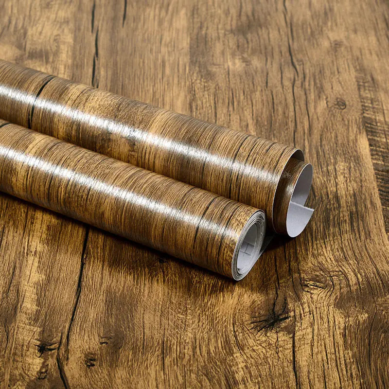 PVC Vinyl Wood Grain Wallpaper Self-Adhesive Waterproof 60cm Roll