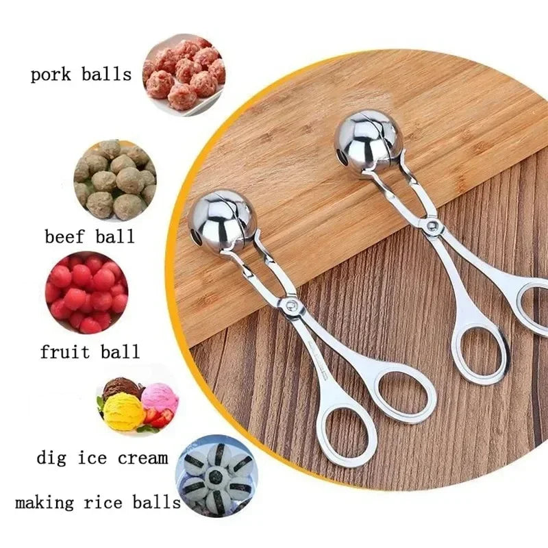Stainless Steel Meat Baller Tongs – Ergonomic Meatball Maker for Kitchen, BBQ, and Baking