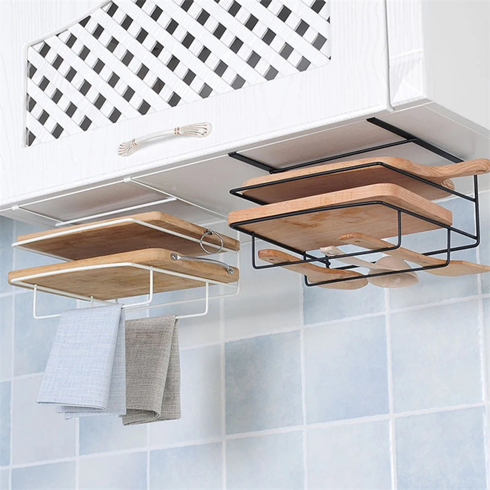 Metal Kitchen Cutting Board & Lid Organizer – Wall-Mounted Rack