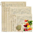 Reusable Cotton Mesh Vegetable Bags – 3 Sizes, Eco-Friendly Produce Storage