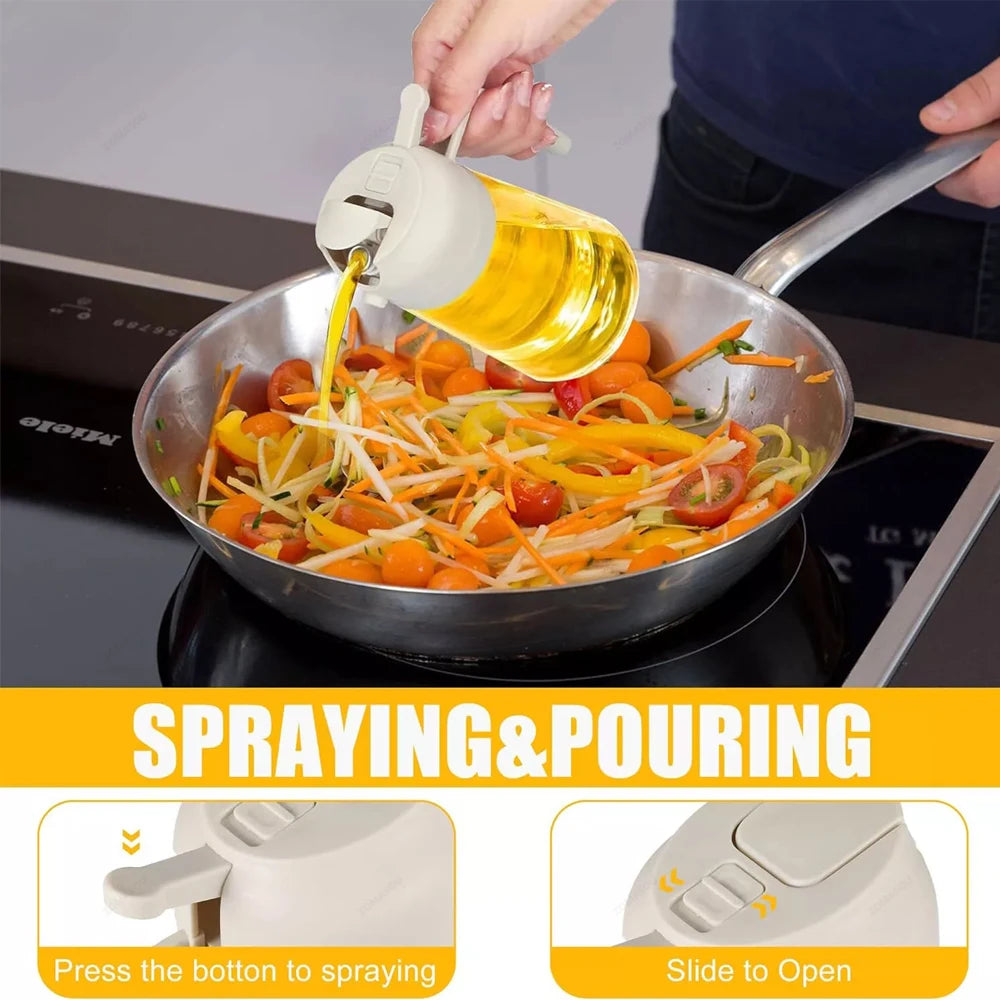 2-in-1 Oil Sprayer & Pourer – Refillable Kitchen Oil Dispenser Bottle