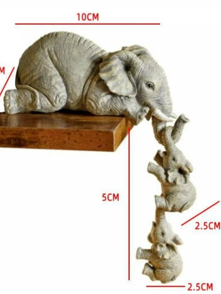 3pcs Cute Elephant Figurines Resin Animal Home Décor Gift Set
