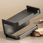 Wall-Mounted No-Drill Toilet Paper Holder with Shelf & Phone Stand, Plastic Bathroom Tissue Dispenser