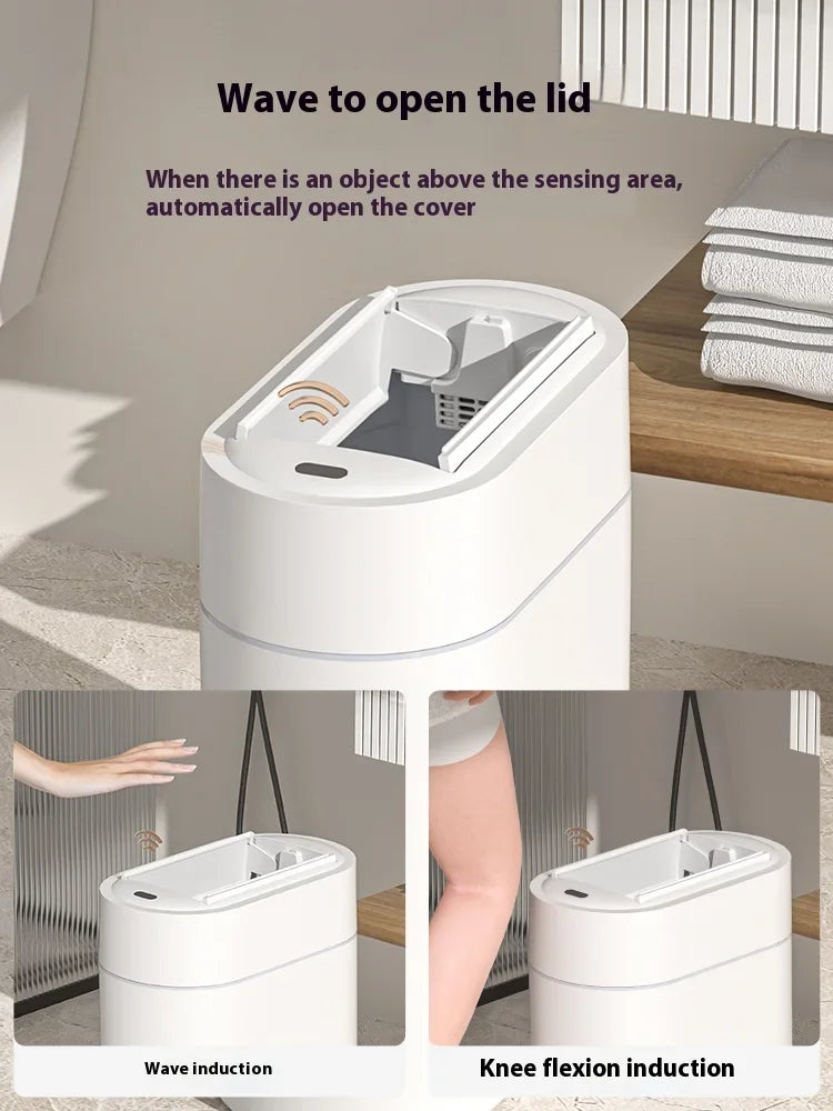 7L Smart Touchless Sensor Trash Can – Compact Waterproof Auto Bin for Bathroom & Kitchen