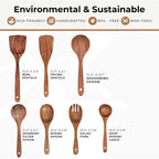 Natural Teak Wooden Kitchen Spoon & Spatula Set – Complete Cooking Tools