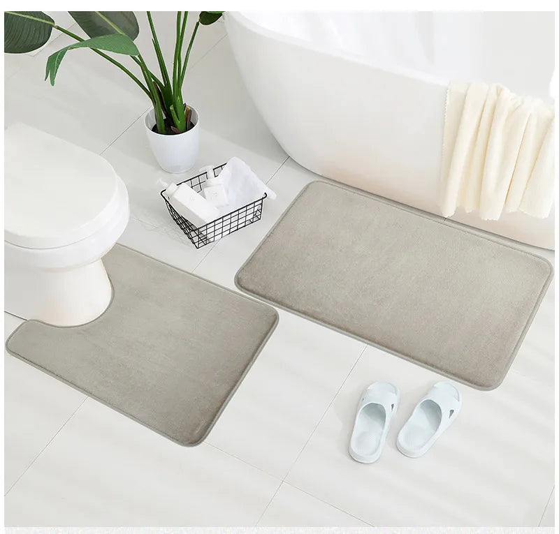 Three-Piece Bathroom Mat Set Non-Slip Microfiber Absorbent Floor Rugs Soft and Comfortable