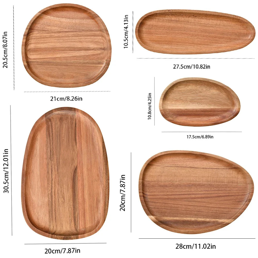 Round Wooden Serving Tray – Natural Wood Craft