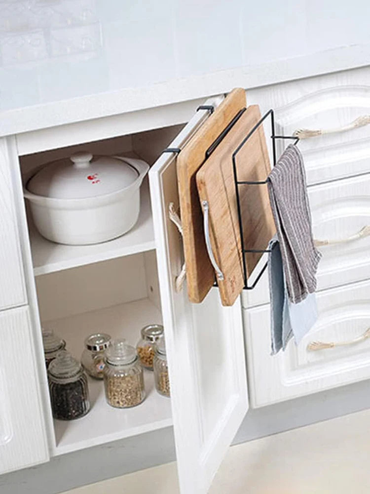 Metal Kitchen Cutting Board & Lid Organizer – Wall-Mounted Rack
