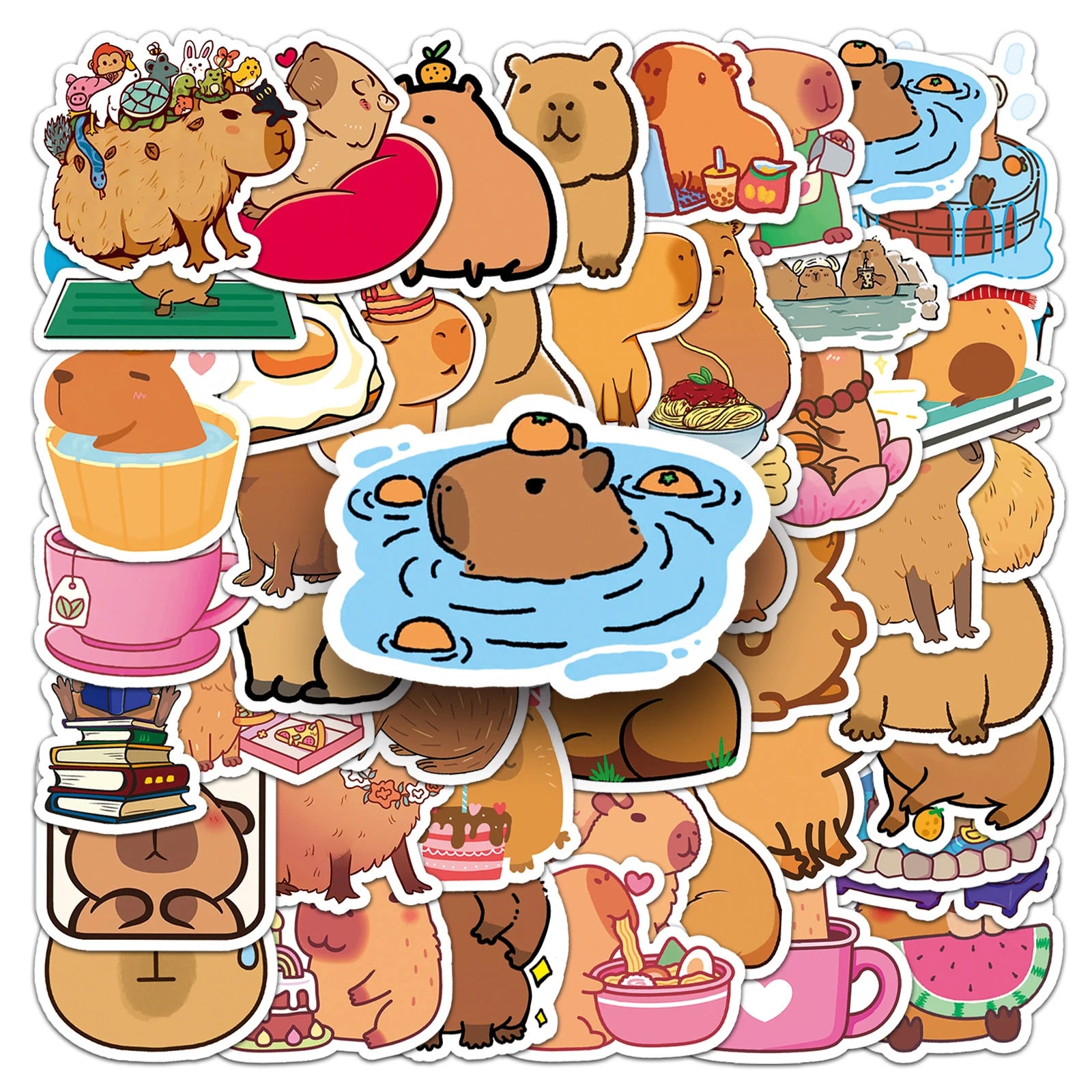 Cute Cartoon Animal Paper Stickers – 50-Pack Waterproof Decals