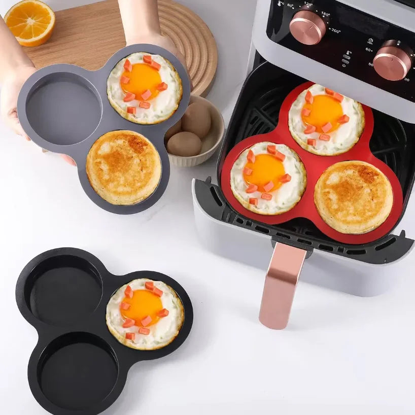 3-Hole Silicone Muffin & Egg Mold – Heat Resistant Bakeware
