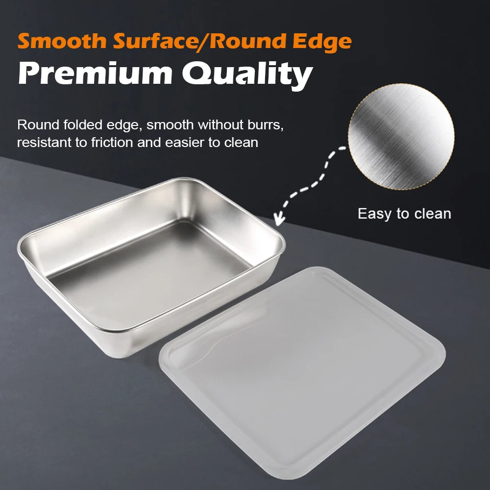 MTM 201 Stainless Steel Storage Trays – Eco-Friendly Korean Style, 4pcs Food Organizer