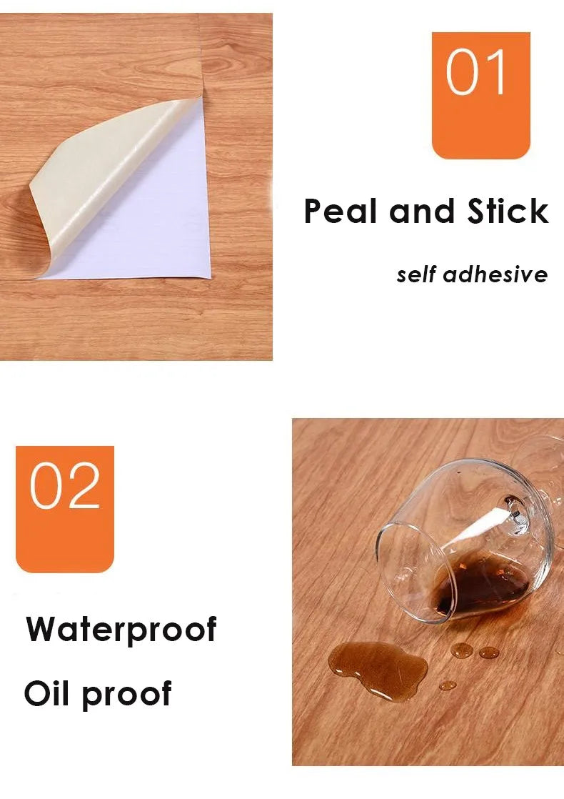 PVC Vinyl Wood Grain Wallpaper Self-Adhesive Waterproof 60cm Roll