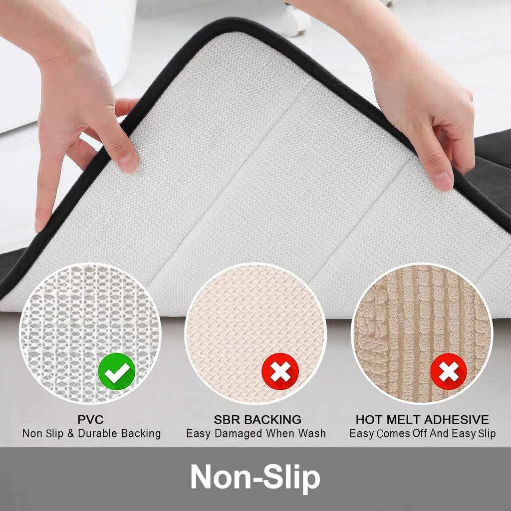 Memory Sponge Stripe Bathroom Mat Non-Slip Absorbent Machine Washable Floor Rug