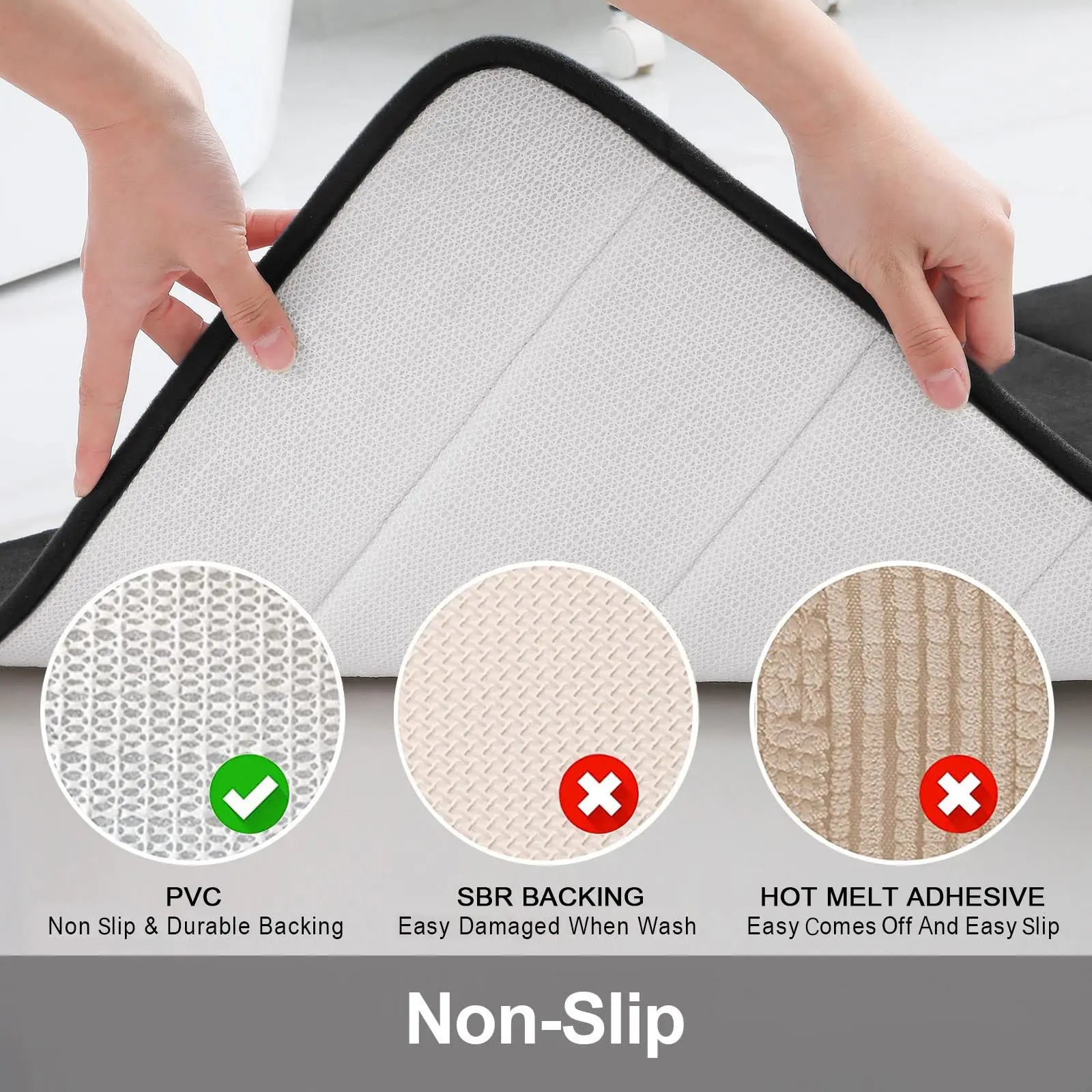 Memory Sponge Stripe Bathroom Mat Non-Slip Absorbent Machine Washable Floor Rug