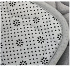 Embroidered Pebble Coral Velvet Bathroom Mat Set U-Shaped Absorbent Foot Rug Two-Piece