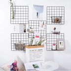 Metal Wall-Mounted Grid Shelf Organizer DIY Photo & Storage Rack