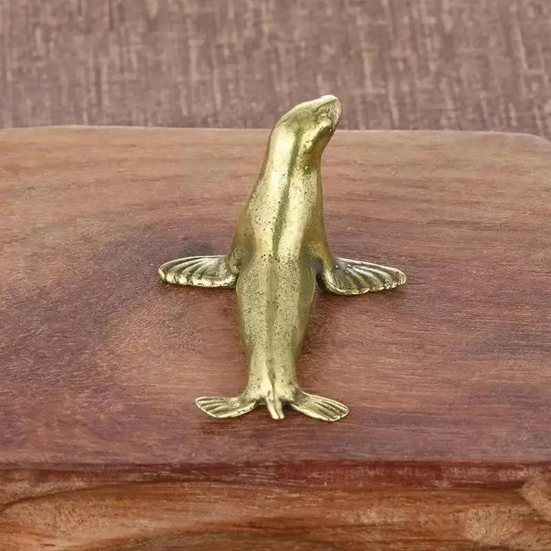 Vintage Brass Seal Ornament Small Decorative Desk Sculpture Home Craft