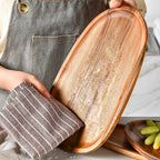 Round Wooden Serving Tray – Natural Wood Craft