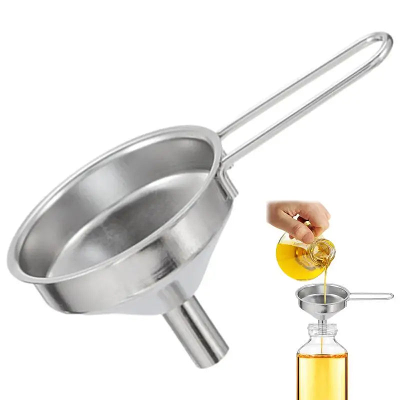 Stainless Steel Mini Funnel – Long Handle Liquid & Powder Pouring Tool