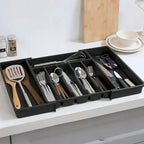 Adjustable Expandable Cutlery Tray – Plastic Drawer Organizer for Spoons, Forks & Knives